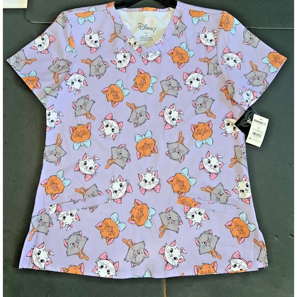 Women's Aristocats Graphic Scrub Top With Pockets New with tags Size Medium